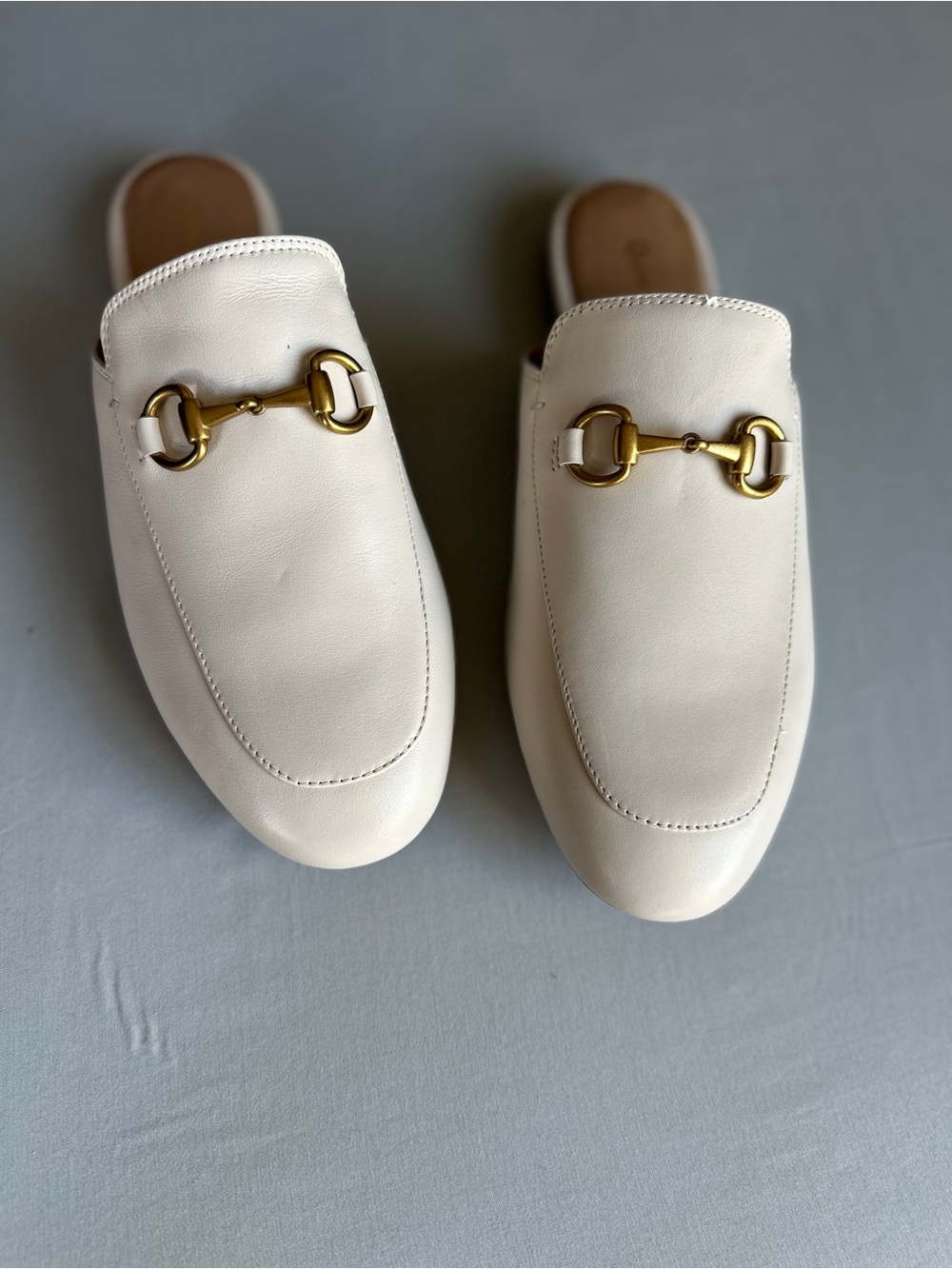 Quince Italian Leather Horsebit Loafer Mules Bone Size 8